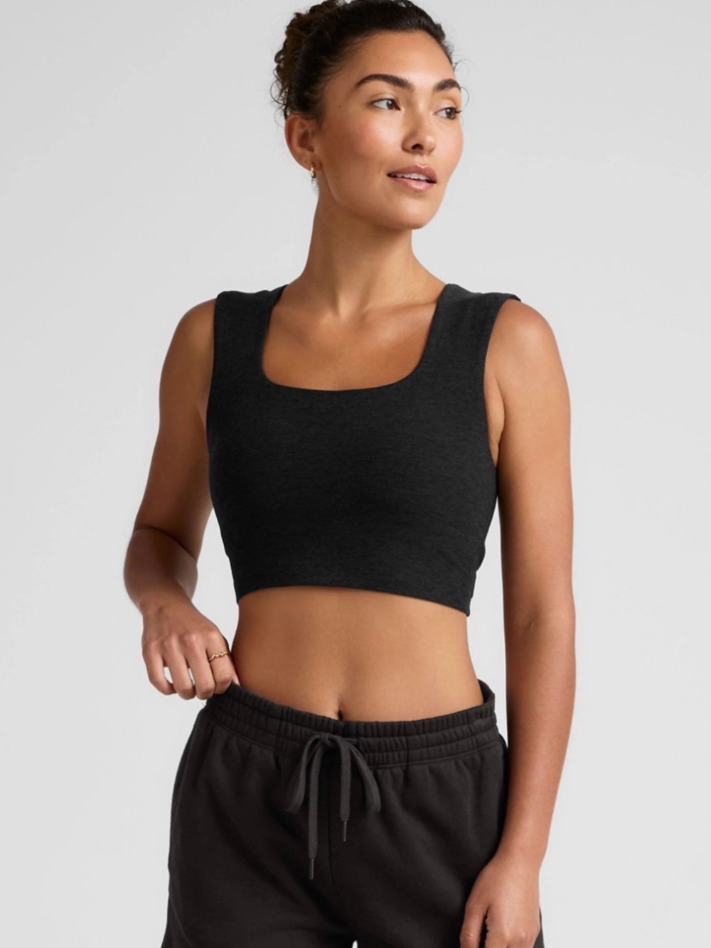 Beyond Yoga Black Square Neck Crop Tank